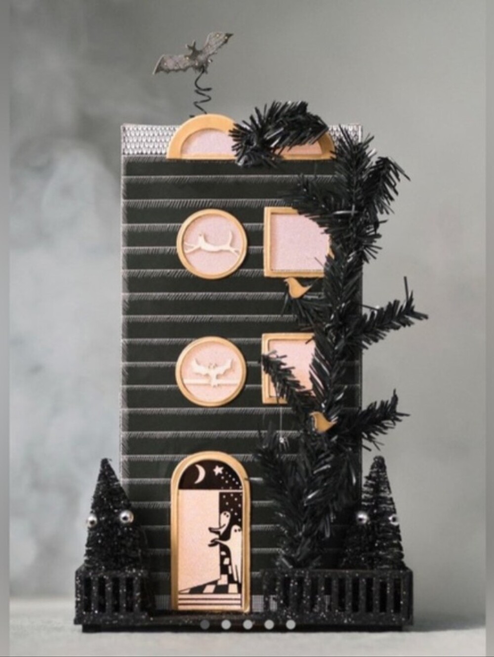 Anthropologie Florence Balducci Black Cat Light-Up Paper House NEW Bat Halloween